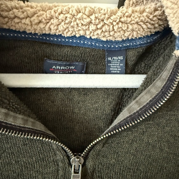 Men’s Arrow USA 1851 Green Quarter Zip Fleece Pullover Size XL - Picture 2 of 3